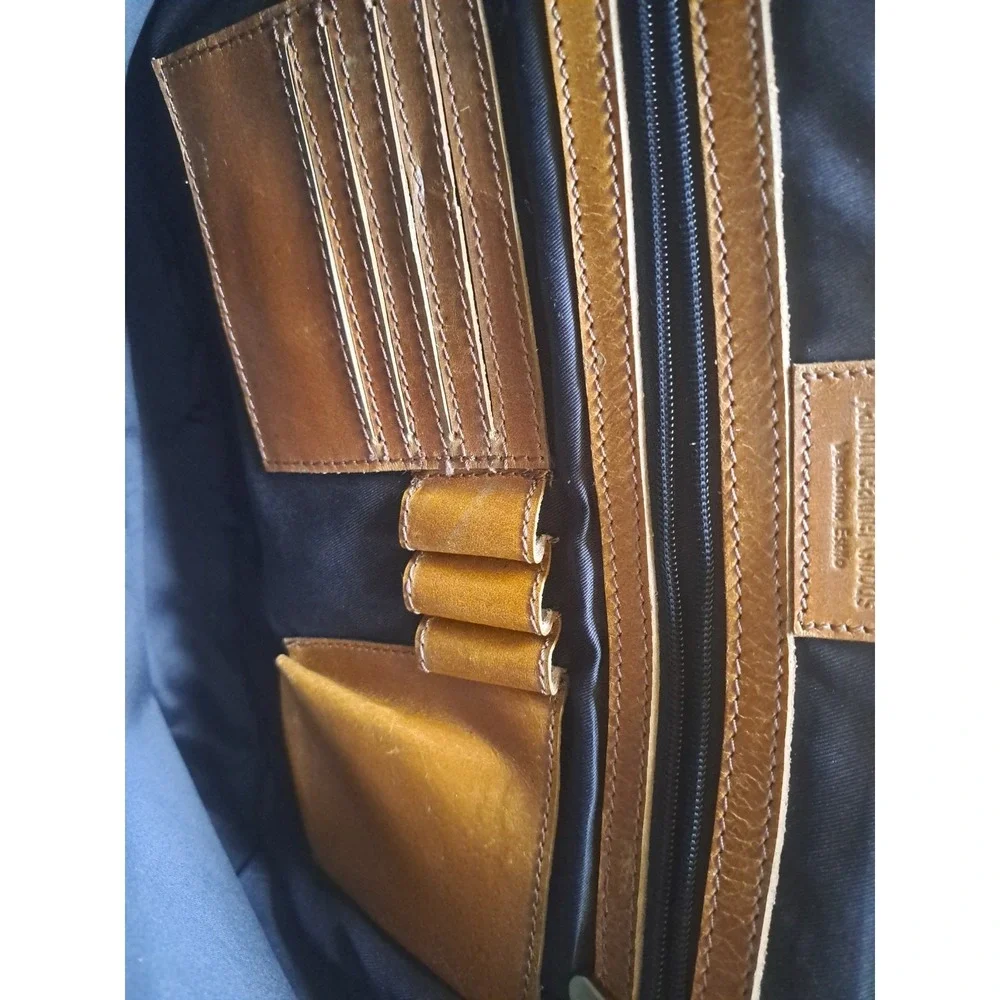 Aaron Leather Goods‎ Prato Canvas Distressed Leather Messenger Laptop Bag 13